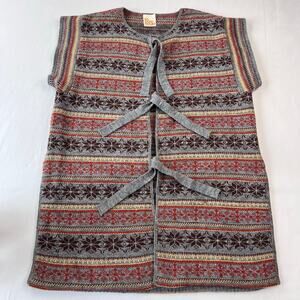 It's Pure Gould Vintage Women's Boho Brown Long Sweater Vest sz Medium Cardigan
